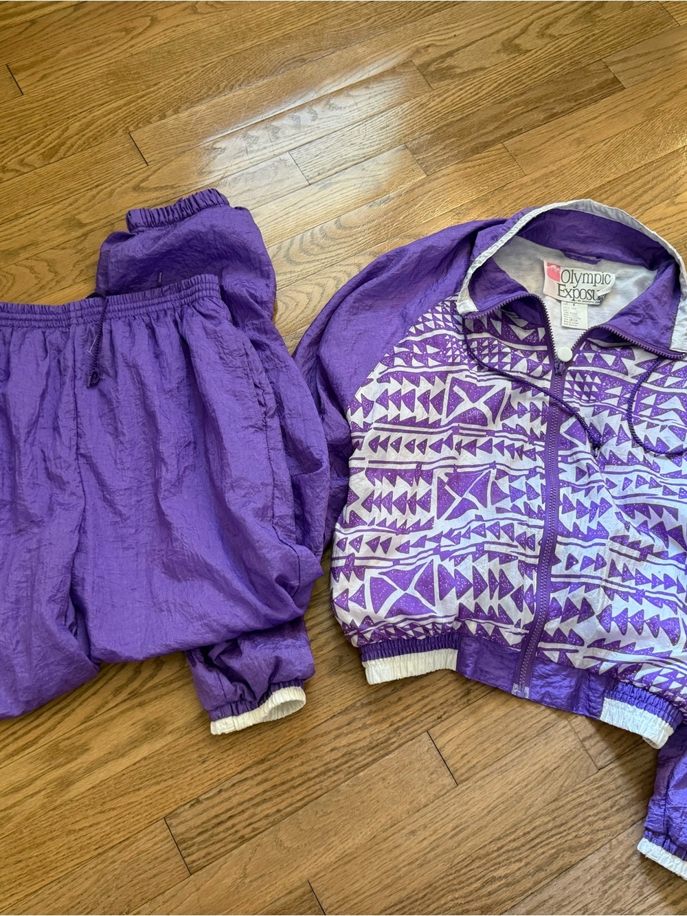 80’s 90’s Olympic Exposure Purple Printed Windbreaker Set Small
